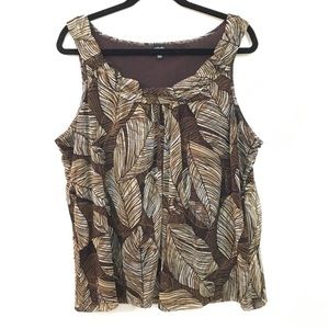 Rafaella Woman Brown Leaf Patterned Flowing Shirt